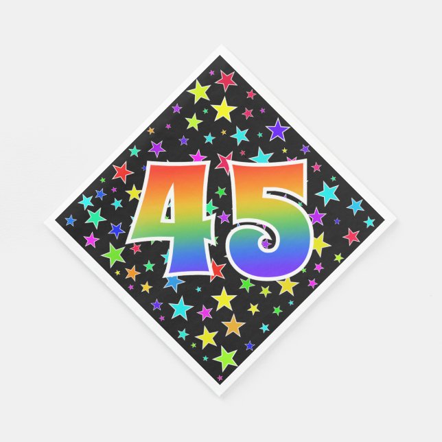 Colourful Stars + Rainbow Pattern "45" Event # Napkin (Corner)