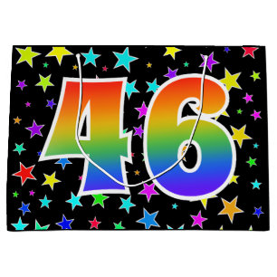 Colourful Stars + Rainbow Pattern "46" Event # Large Gift Bag
