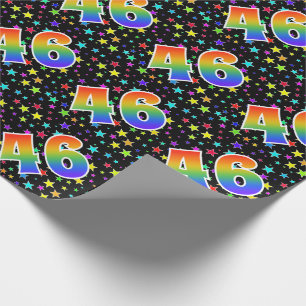 Colourful Stars + Rainbow Pattern "46" Event # Wrapping Paper