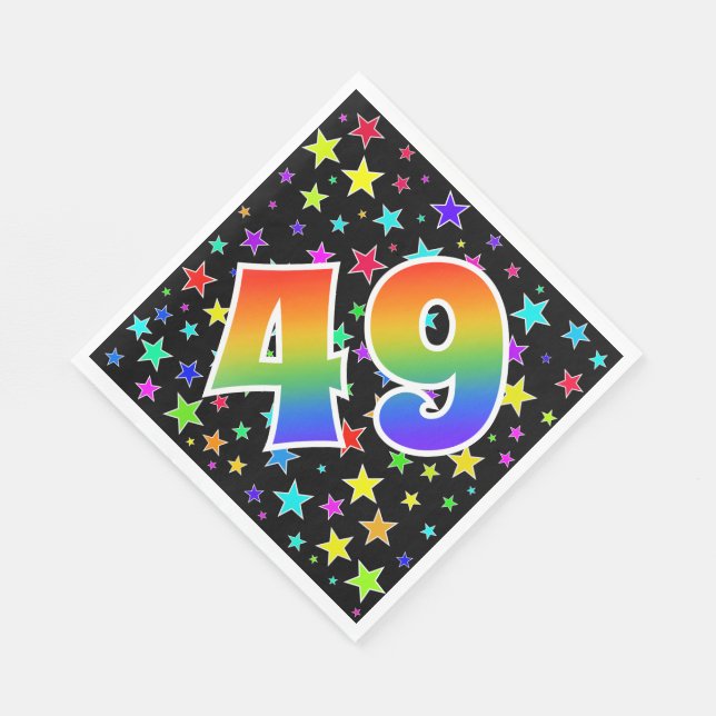 Colourful Stars + Rainbow Pattern "49" Event # Napkin (Corner)