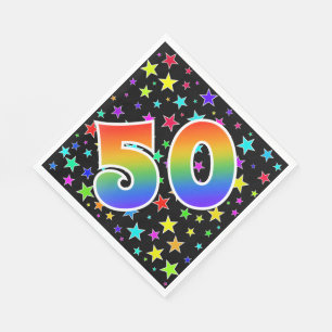 Colourful Stars + Rainbow Pattern "50" Event # Napkin