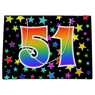 Colourful Stars + Rainbow Pattern "51" Event # Large Gift Bag