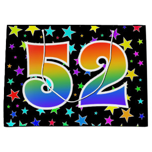 Colourful Stars + Rainbow Pattern "52" Event # Large Gift Bag