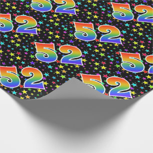 Colourful Stars + Rainbow Pattern "52" Event # Wrapping Paper