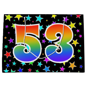 Colourful Stars + Rainbow Pattern "53" Event # Large Gift Bag