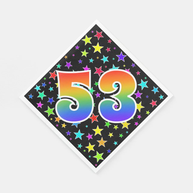 Colourful Stars + Rainbow Pattern "53" Event # Napkin (Corner)