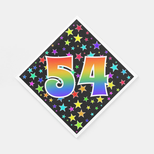 Colourful Stars + Rainbow Pattern "54" Event # Napkin (Corner)