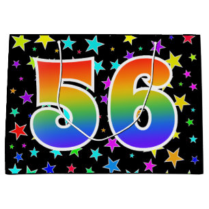 Colourful Stars + Rainbow Pattern "56" Event # Large Gift Bag