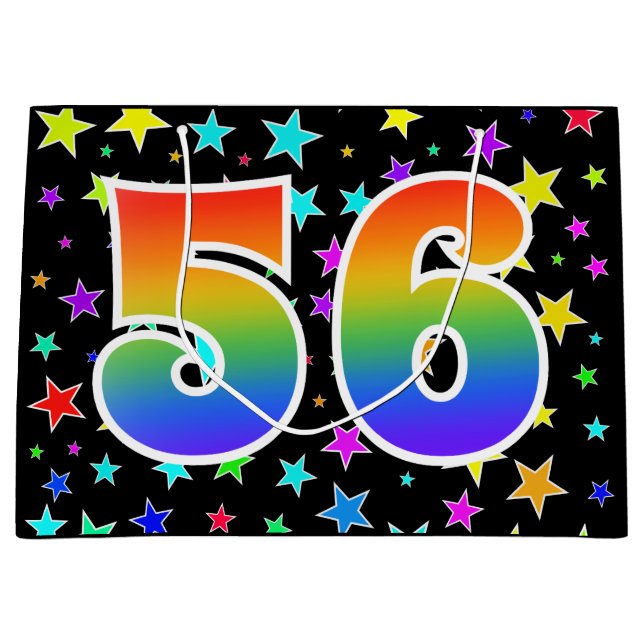 Colourful Stars + Rainbow Pattern "56" Event # Large Gift Bag (Front)