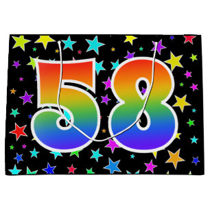 Colourful Stars + Rainbow Pattern "58" Event # Large Gift Bag