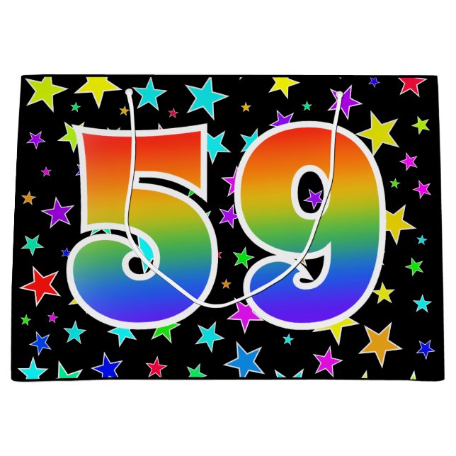Colourful Stars + Rainbow Pattern "59" Event # Large Gift Bag (Front)