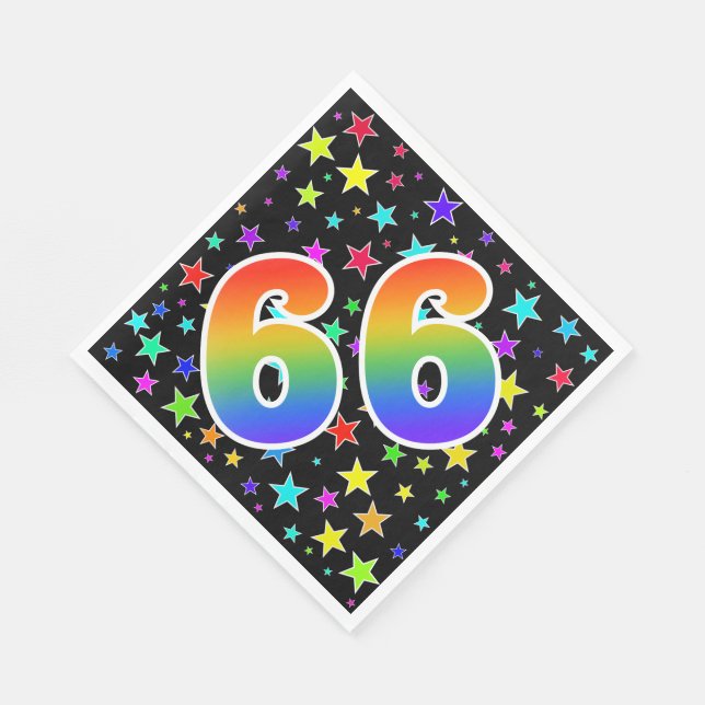Colourful Stars + Rainbow Pattern "66" Event # Napkin (Corner)