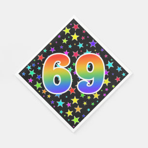 Colourful Stars + Rainbow Pattern "69" Event # Napkin