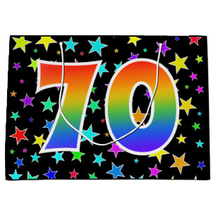 Colourful Stars + Rainbow Pattern "70" Event # Large Gift Bag