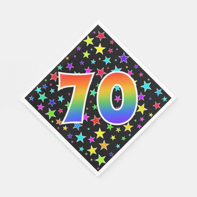 Colourful Stars + Rainbow Pattern "70" Event # Napkin (Corner)