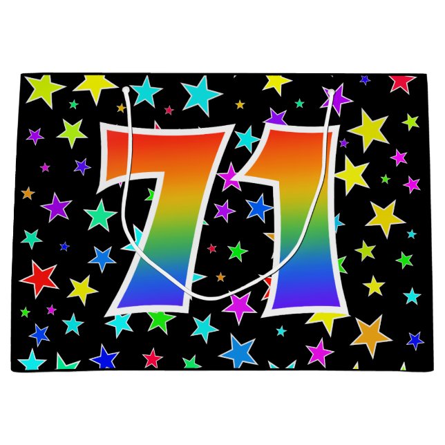 Colourful Stars + Rainbow Pattern "71" Event # Large Gift Bag (Front)