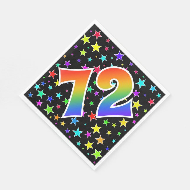 Colourful Stars + Rainbow Pattern "72" Event # Napkin (Corner)