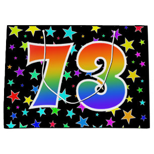 Colourful Stars + Rainbow Pattern "73" Event # Large Gift Bag
