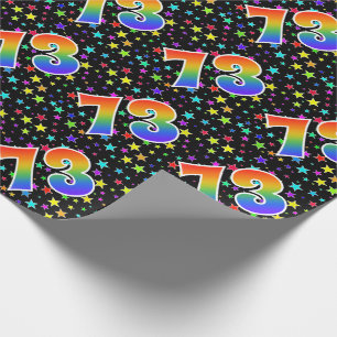 Colourful Stars + Rainbow Pattern "73" Event # Wrapping Paper