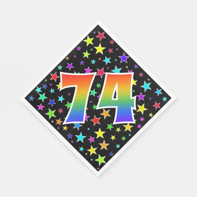 Colourful Stars + Rainbow Pattern "74" Event # Napkin (Corner)