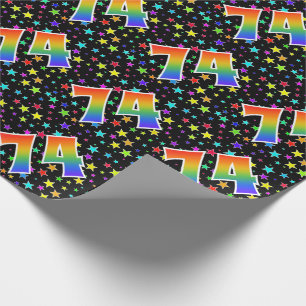Colourful Stars + Rainbow Pattern "74" Event # Wrapping Paper