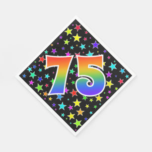Colourful Stars + Rainbow Pattern "75" Event # Napkin