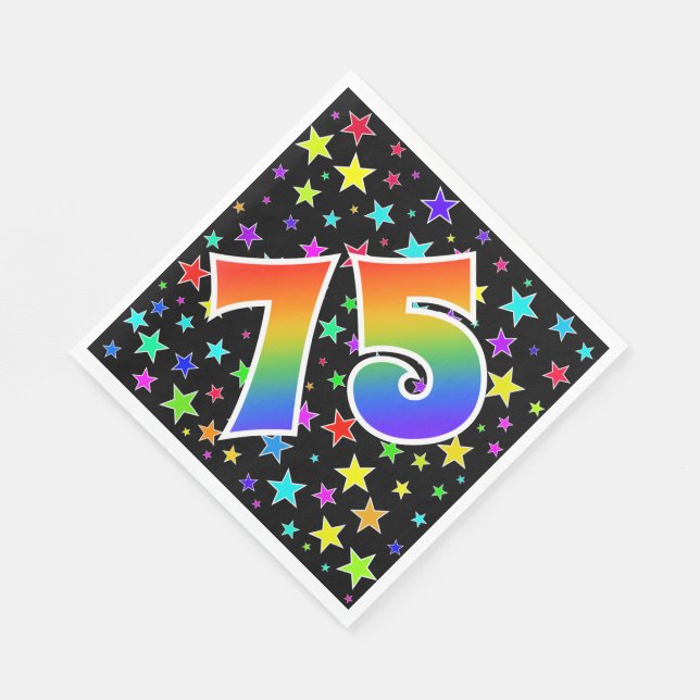 Colourful Stars + Rainbow Pattern "75" Event # Napkin (Corner)