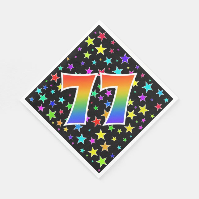 Colourful Stars + Rainbow Pattern "77" Event # Napkin (Corner)