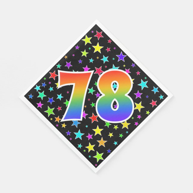 Colourful Stars + Rainbow Pattern "78" Event # Napkin (Corner)