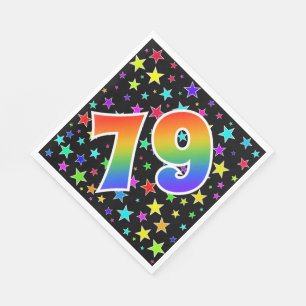 Colourful Stars + Rainbow Pattern "79" Event # Napkin