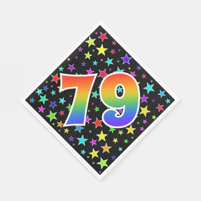 Colourful Stars + Rainbow Pattern "79" Event # Napkin (Corner)