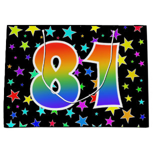 Colourful Stars + Rainbow Pattern "81" Event # Large Gift Bag