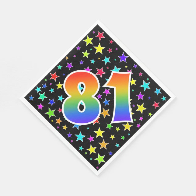 Colourful Stars + Rainbow Pattern "81" Event # Napkin (Corner)