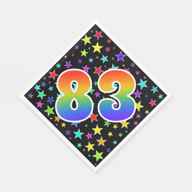 Colourful Stars + Rainbow Pattern "83" Event # Napkin (Corner)