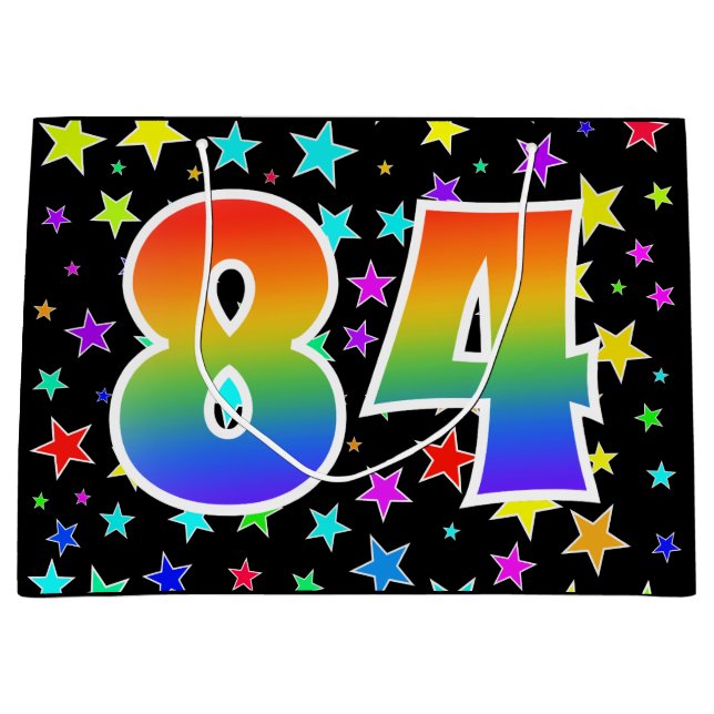 Colourful Stars + Rainbow Pattern "84" Event # Large Gift Bag (Front)