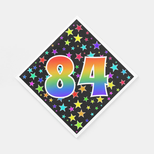 Colourful Stars + Rainbow Pattern "84" Event # Napkin (Corner)