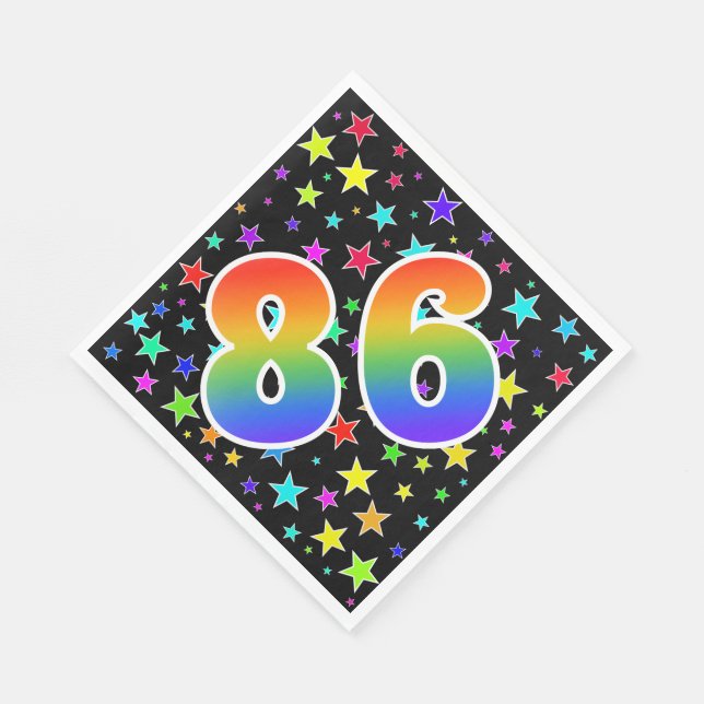 Colourful Stars + Rainbow Pattern "86" Event # Napkin (Corner)