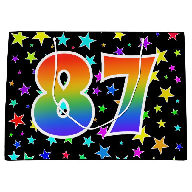 Colourful Stars + Rainbow Pattern "87" Event # Large Gift Bag (Front)