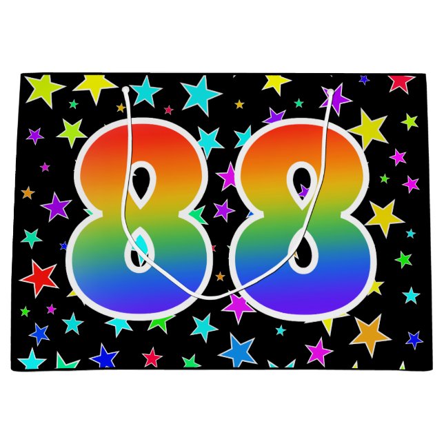 Colourful Stars + Rainbow Pattern "88" Event # Large Gift Bag (Front)