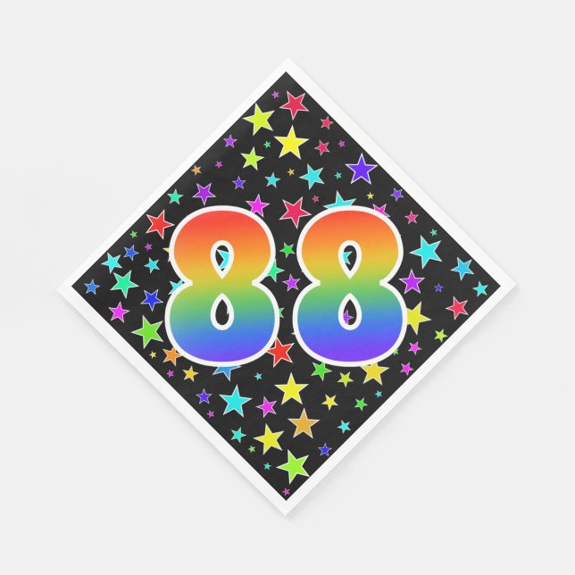Colourful Stars + Rainbow Pattern "88" Event # Napkin (Corner)