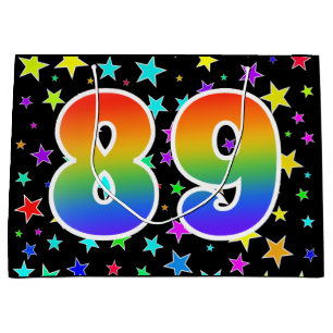Colourful Stars + Rainbow Pattern "89" Event # Large Gift Bag