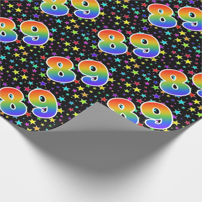 Colourful Stars + Rainbow Pattern "89" Event # Wrapping Paper (Corner)