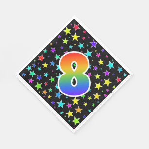 Colourful Stars + Rainbow Pattern "8" Event # Napkin