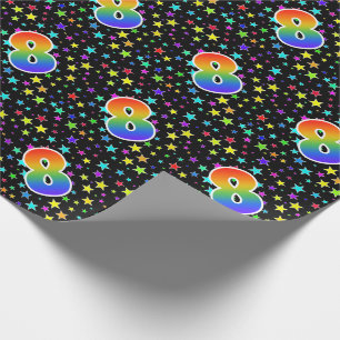 Colourful Stars + Rainbow Pattern "8" Event # Wrapping Paper