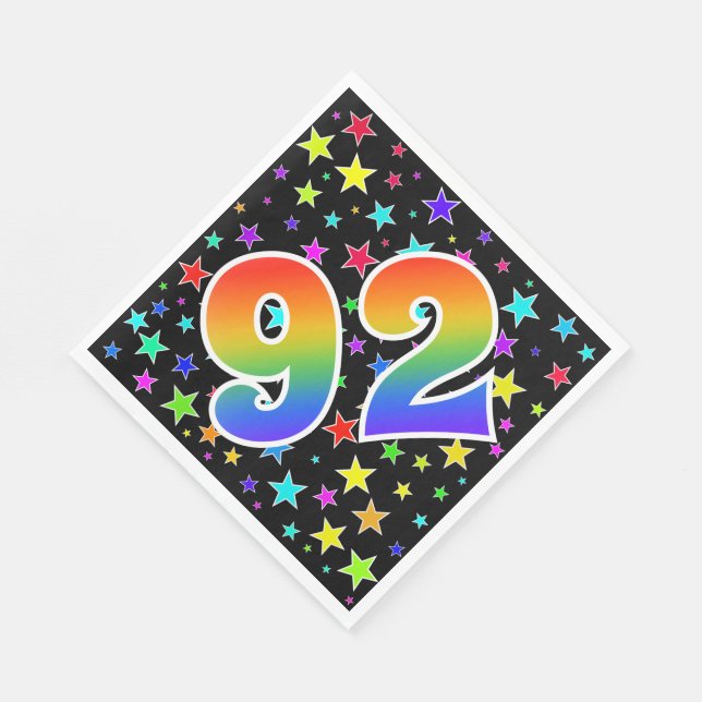 Colourful Stars + Rainbow Pattern "92" Event # Napkin (Corner)