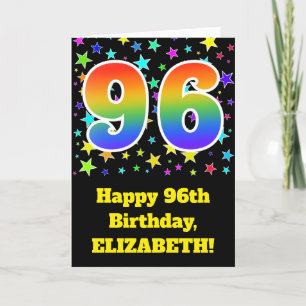 Colourful Stars + Rainbow Pattern "96" Birthday # Card