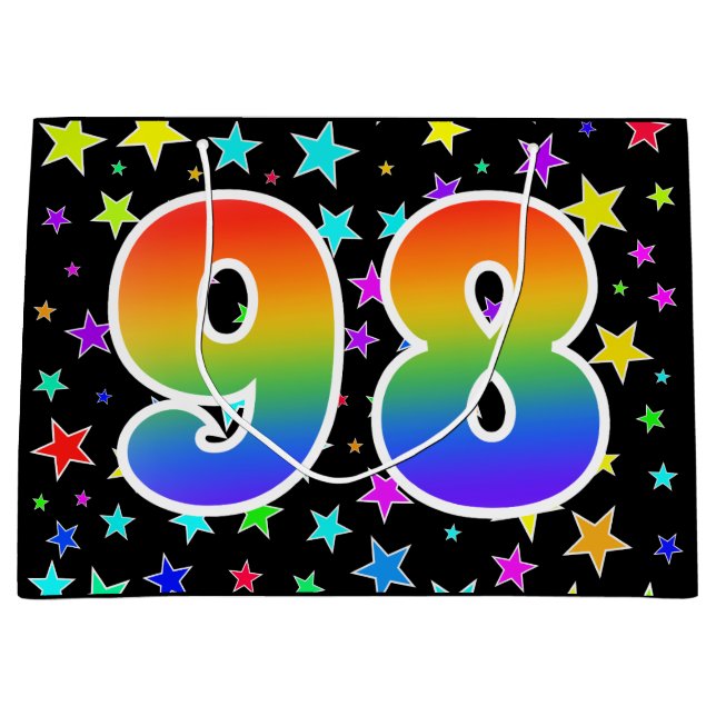 Colourful Stars + Rainbow Pattern "98" Event # Large Gift Bag (Front)