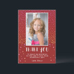 Colourful Stars Red Birthday Kids Girl Photo Thank You Card<br><div class="desc">Colourful Stars Red Birthday Kids Girl Photo Thank You Card. Cute red birthday thank you card for your friends and family. Upload your photo and personalise the card with your name and text. The card has colourful stars and spots. Great as thank you card for girls.</div>