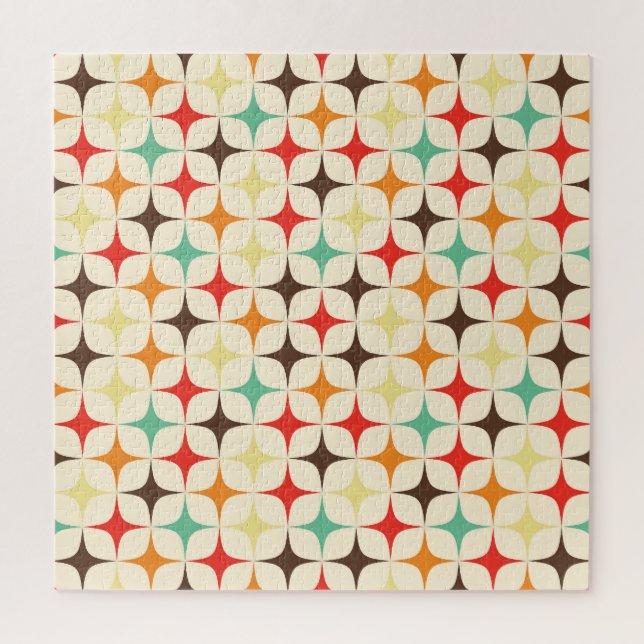 Colourful Stars Retro Geometric Pattern Jigsaw Puzzle (Vertical)