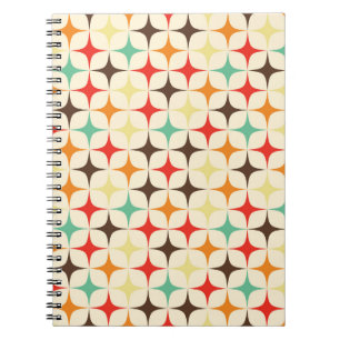 Colourful Stars Retro Geometric Pattern Notebook